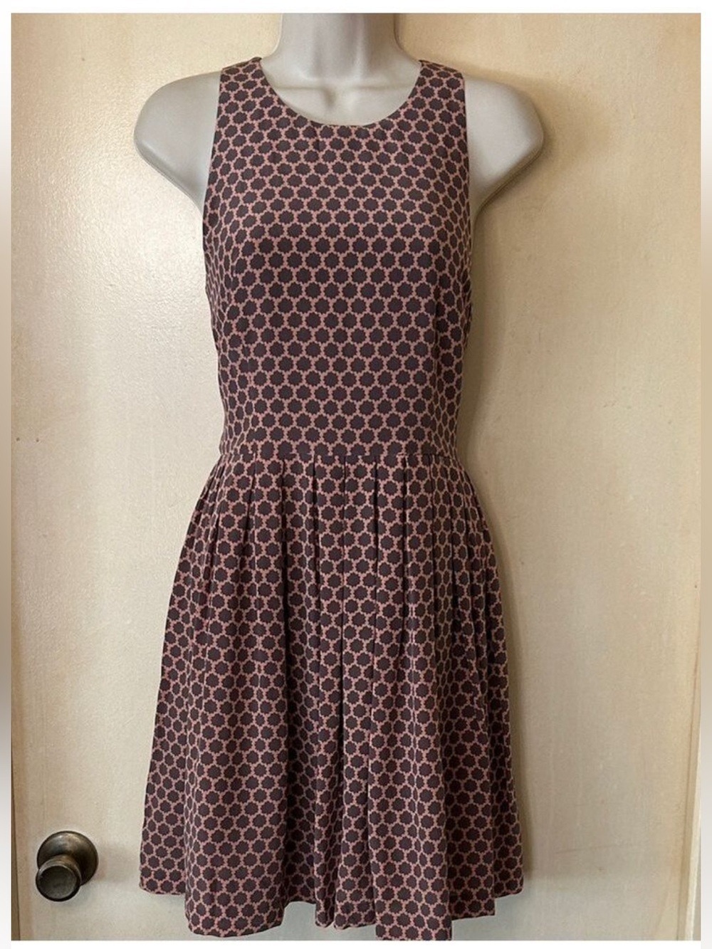 Joie Dusty Pink and Brown Silk Geometric Mini Dress size S